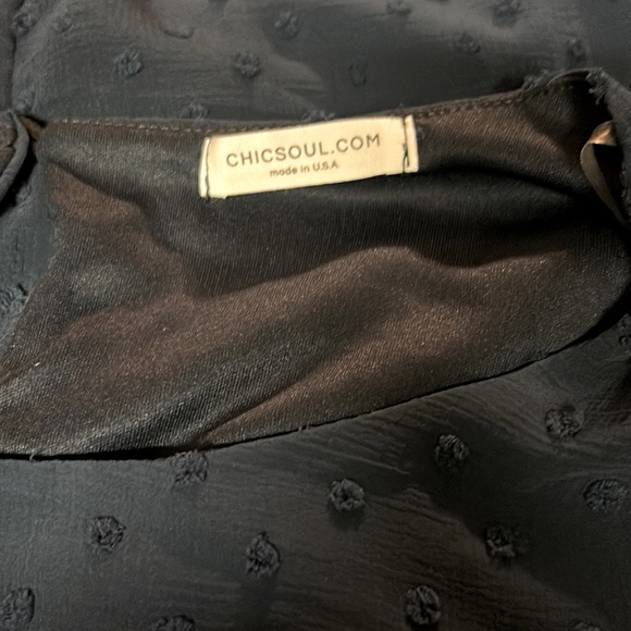 Chic Soul Swiss Dot Chiffon Shift Navy Blue Office Casual Party Summer Dress - Picture 9 of 11